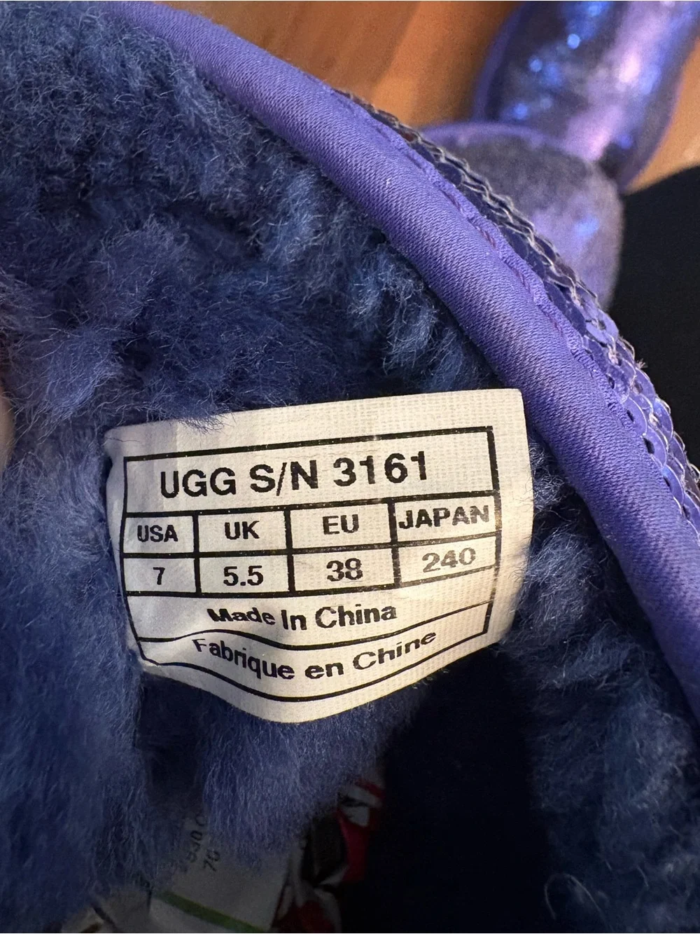 UGG Boots Size 7 Purple Sequins Sparkly Uggs